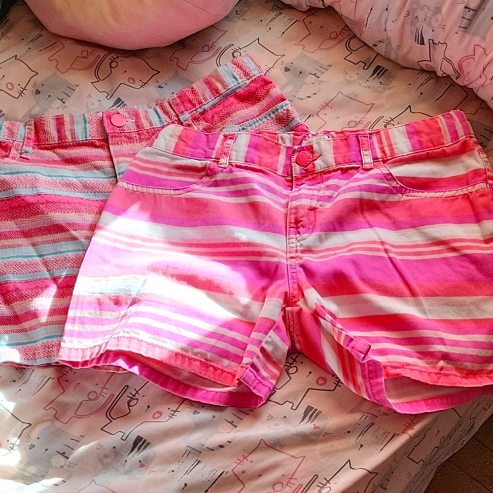 Pink Striped Kids Shorts 2 Pairs